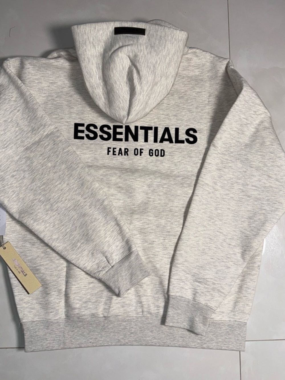 Fear of God Essentials Light Heather gray Hoodie - Black Logo